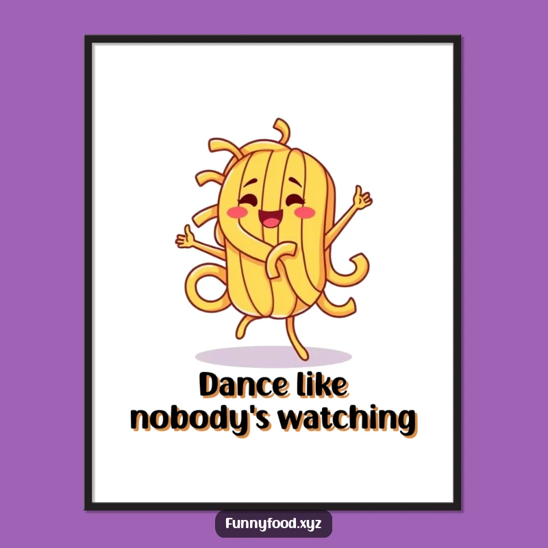 Funny Pasta Dance Poster: Vibrant Wall Art for Kitchen Laughs