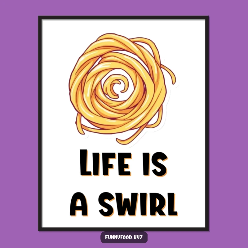 Funny Playful Pasta Swirl Poster - Hilarious Wall Art for Kitchens & Dining Rooms