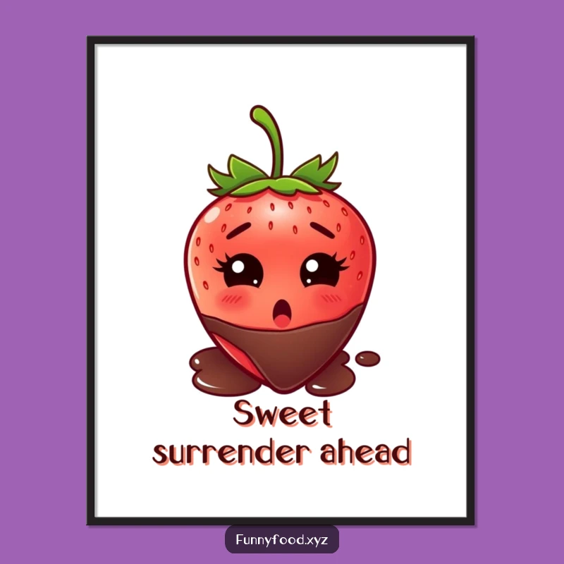 Funny Strawberry Chocolate Hesitation Poster - Hilarious Food Art for Walls