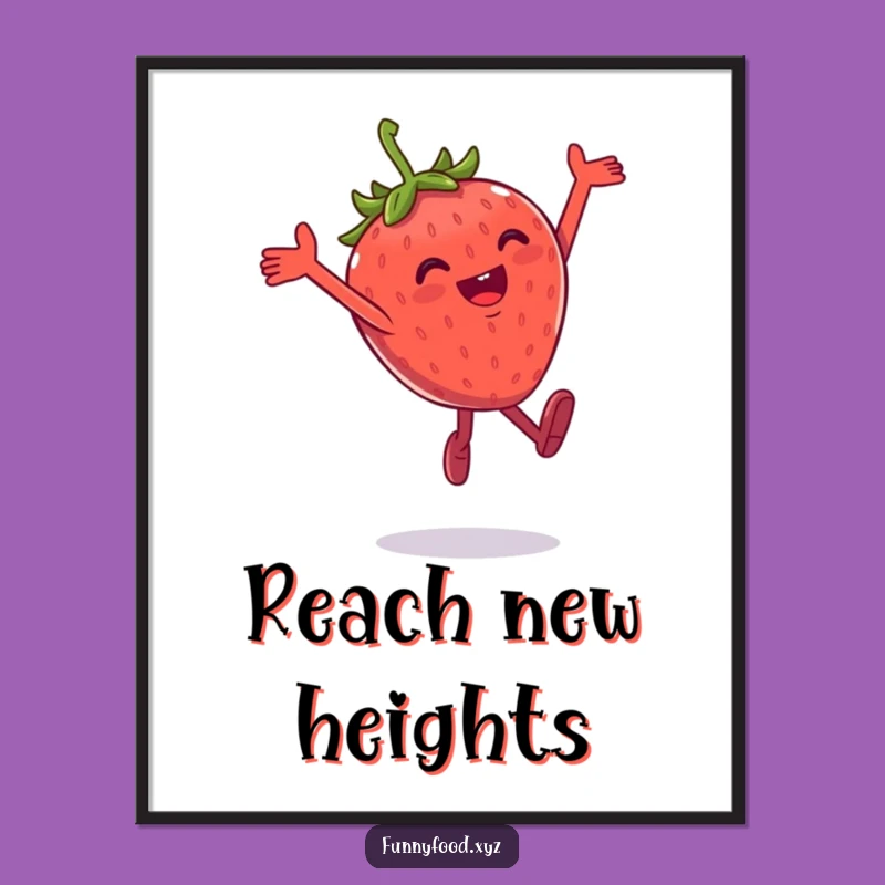 Funny Strawberry Leap Poster: Whimsical Wall Art