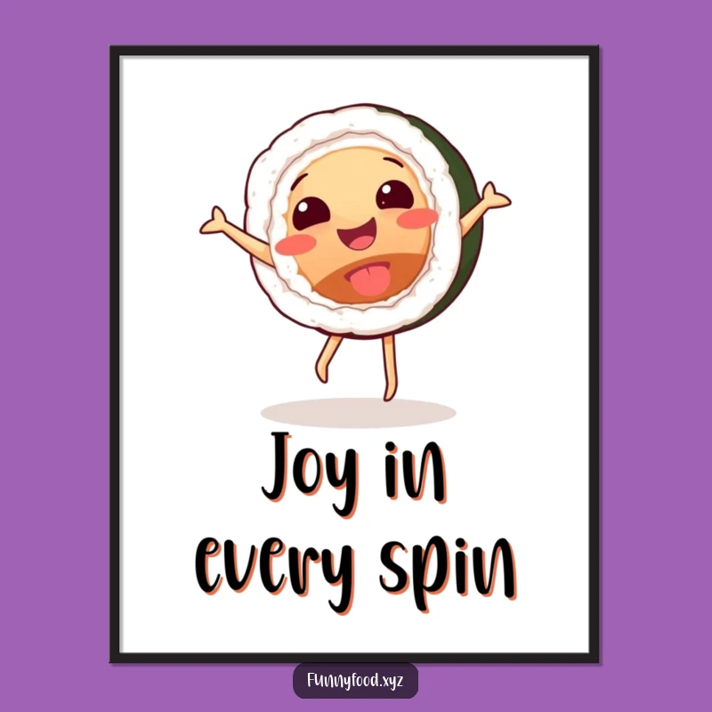 Funny Sushi Cartwheel Poster - Vibrant Wall Art for Kitchens