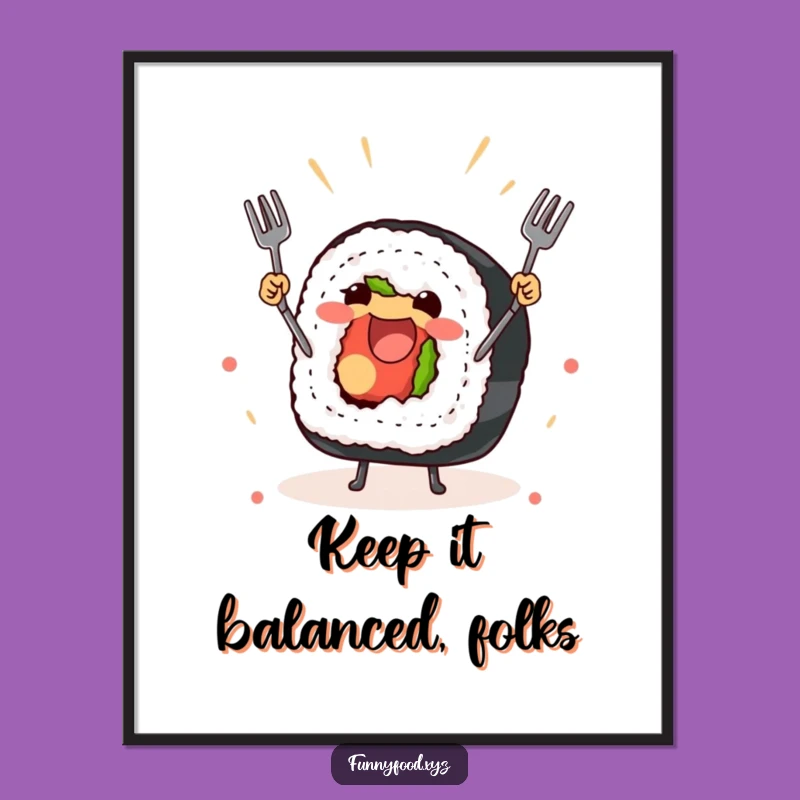 Funny Sushi Juggling Poster: Bring Japanese Fun to Your Walls