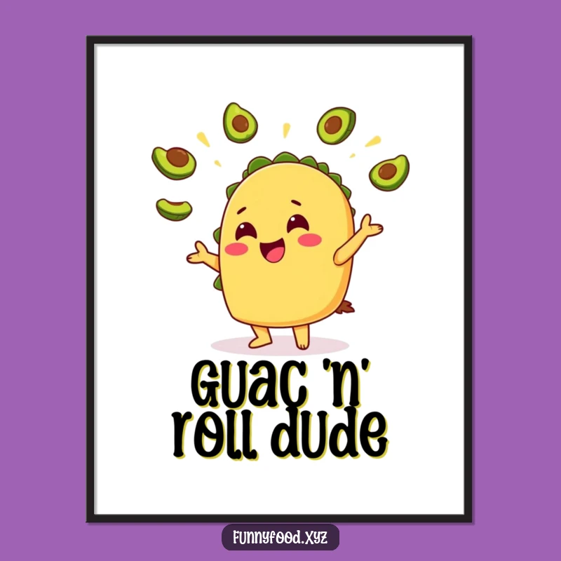 Funny Taco Avocado Poster: Vibrant Wall Art for a Cheerful Kitchen