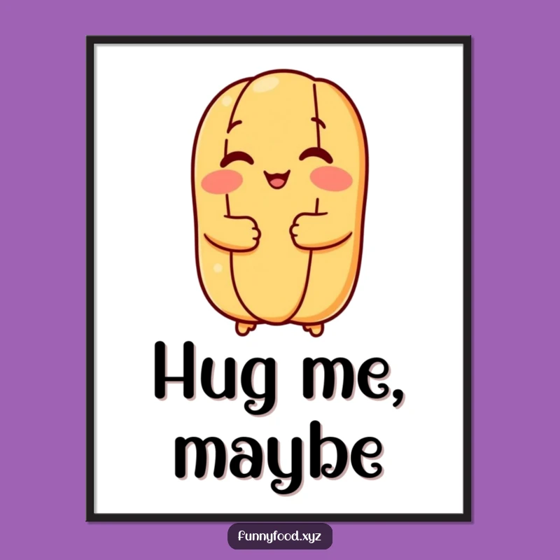 Funny Hot Dog Bun Hug Poster: Whimsical Wall Art and Comedic Gift for Kitchen Decor