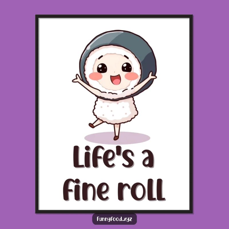 Funny Sushi Pirouette Poster: Elegant Wall Art for Foodies