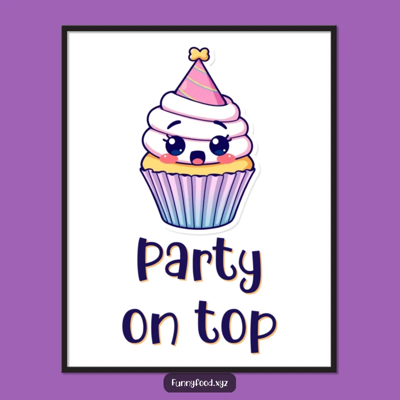 Funny Surprised Cupcake Poster: Hilarious Art for Your Quirky Space!