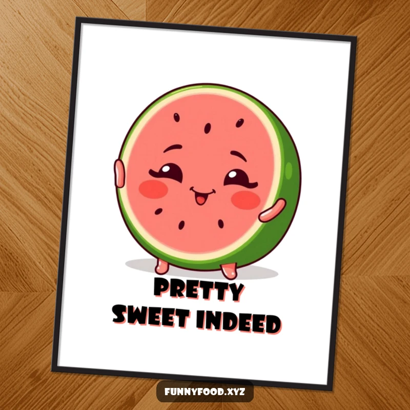 Funny Watermelon Poster of a winking watermelon slice striking a cool pose, capturing summer's playful spirit.