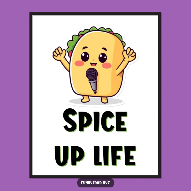 Funny Taco Microphone Poster: Vibrant Wall Art for a Hilarious Music Vibe