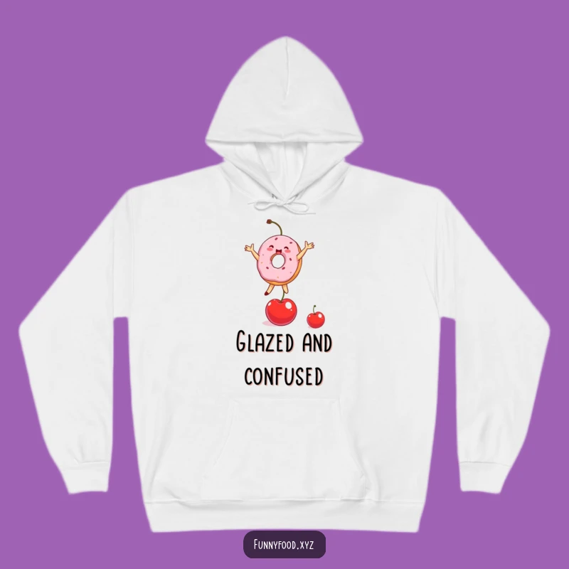 Cozy Funny Donut Balance Cherry Hoodie - Warm & Humorous Gift Idea