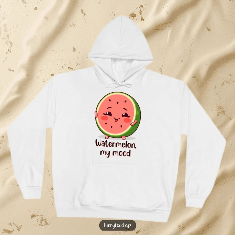 Funny Watermelon Hoodie featuring a winking watermelon slice striking a fashionable pose, perfect for casual wear.