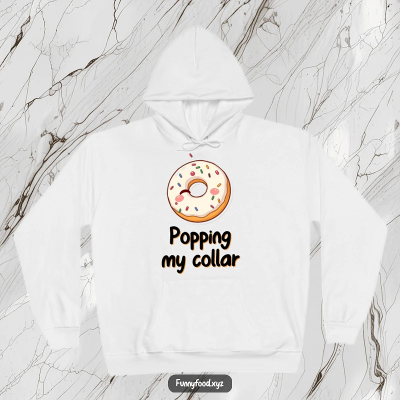 Funny Donut Hoodie: A playful donut winks with sprinkles emerging, offering a cozy and humorous design.