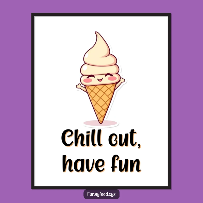 Funny Free Printable Wall Art: Ice Cream Headstand Decor Downloadable Art