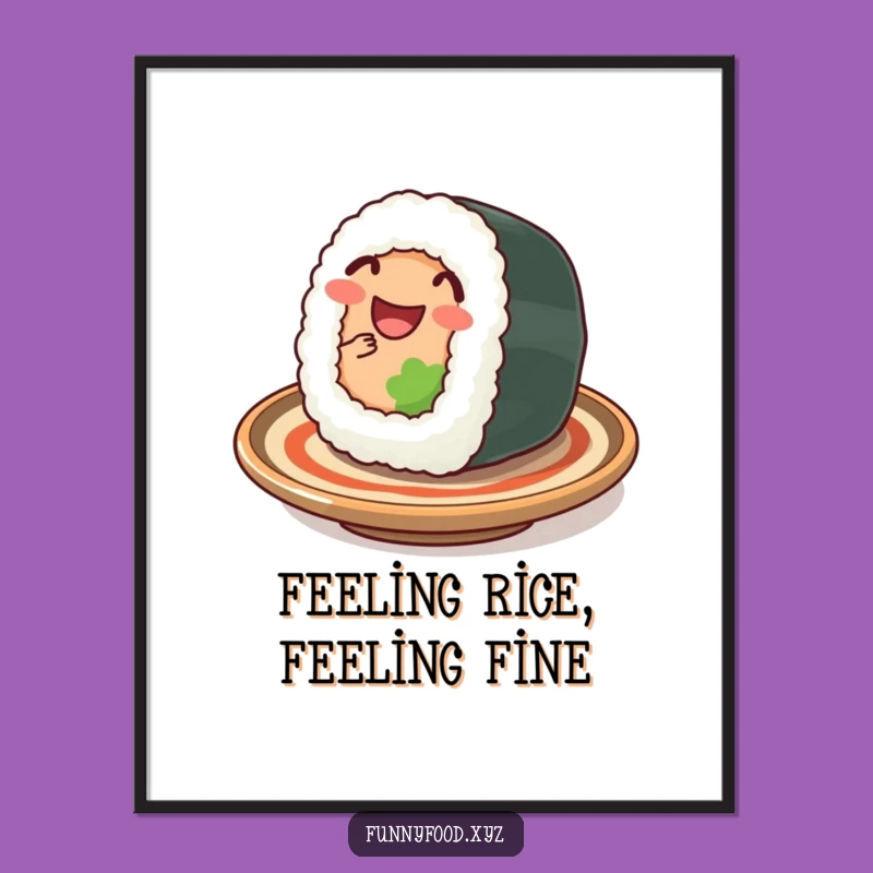 Free Printable Wall Art: Cute Wiggling Sushi Poster, Whimsical Downloadable Art for Kitchen