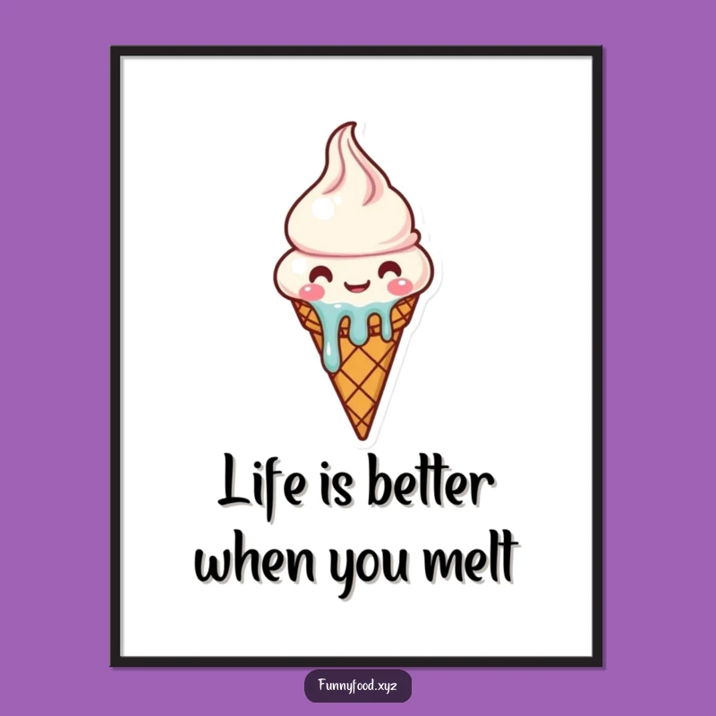 Free Printable Ice Cream Wall Art: Funny Melting Dessert Downloadable Decor
