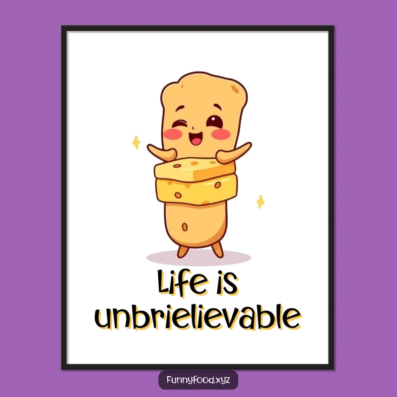 Funny Free Printable Wall Art: Baguette Cheese Stack Downloadable Decor