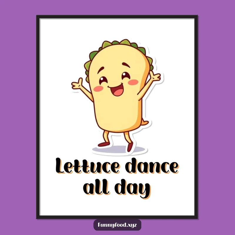 Funny Free Printable Wall Art: Dancing Taco Fiesta Decor Download
