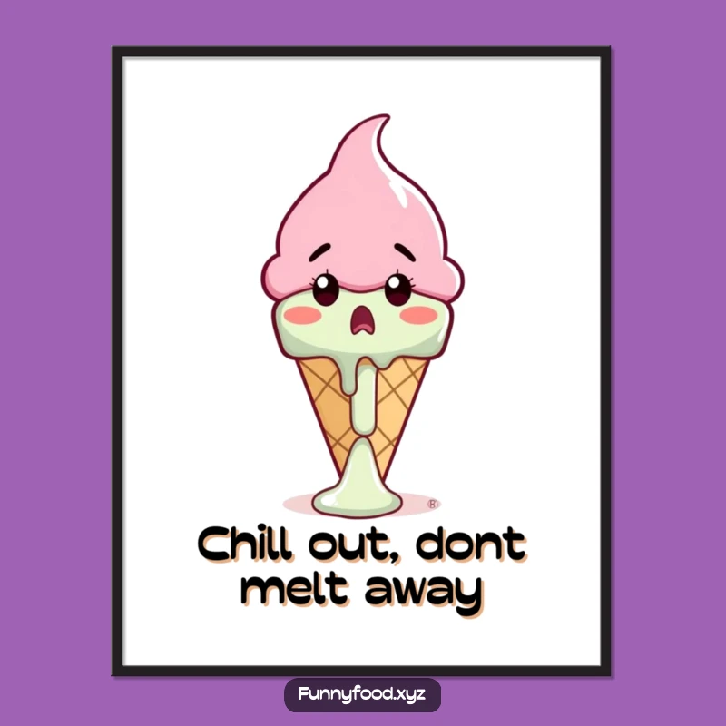 Funny Free Printable Wall Art: Surprised Melting Ice Cream Cone, Quirky Decor!
