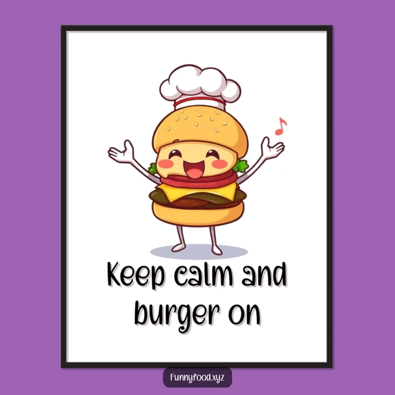 Free Printable Wall Art: Juggling Burger Chef - Funny Downloadable Decor!