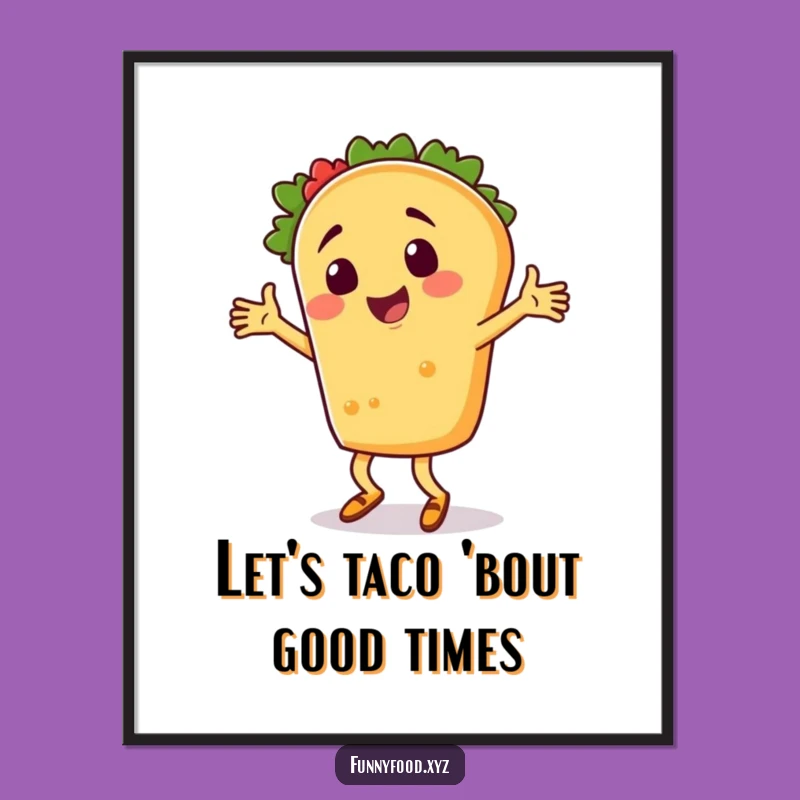 Funny Free Printable Wall Art: Dancing Taco - Downloadable Whimsical Decor