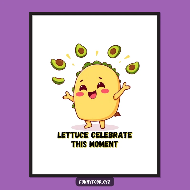 Free Printable Wall Art: Funny Taco Avocado Juggling Downloadable Art for Kitchen