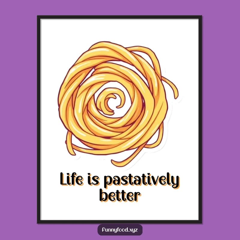 Funny Free Printable Wall Art: Pasta Swirl DIY Downloadable Gift