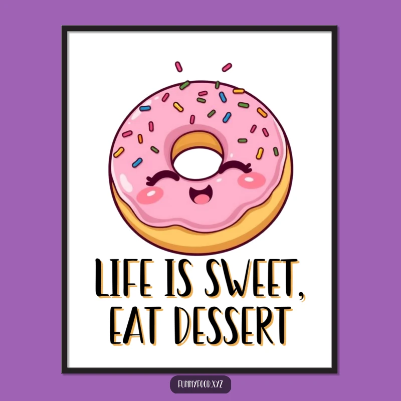 Free Printable Winking Donut Wall Art: Funny Cartoon Decor, Downloadable Gift for Kitchens