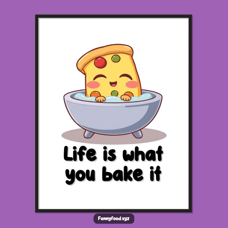 Free Printable Wall Art: Funny Pizza Bath Design Poster, Hilarious Downloadable Art for Kitchen