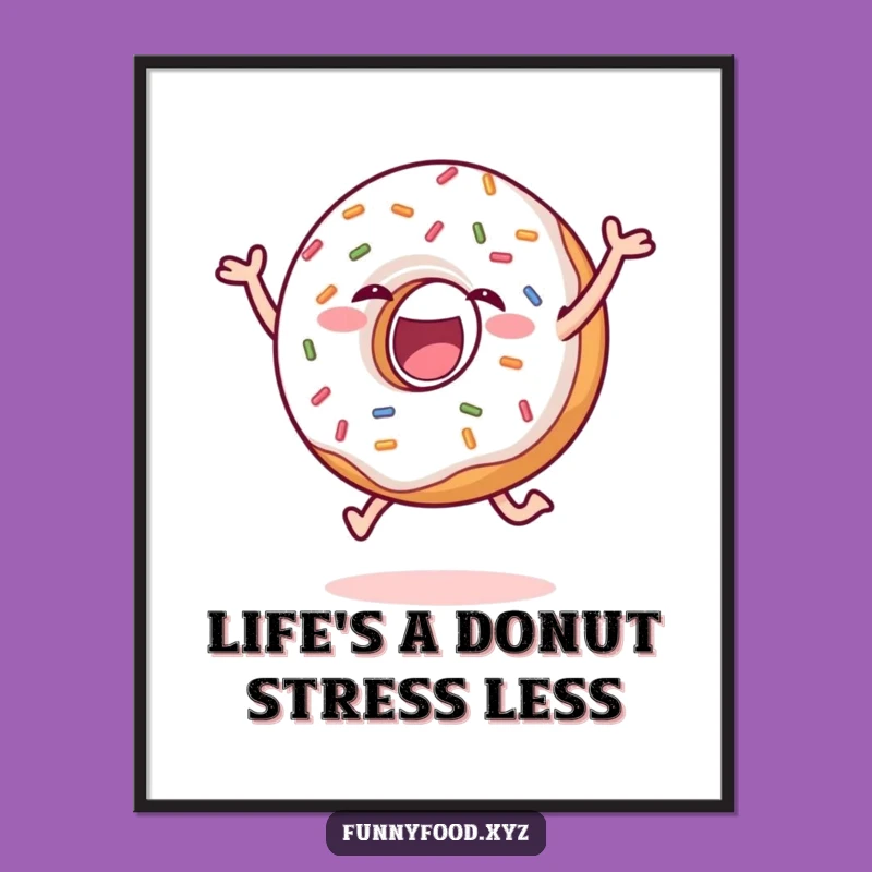 Free Printable Wall Art: Delighted Donut Leap Funny Downloadable Decor for Your Kitchen