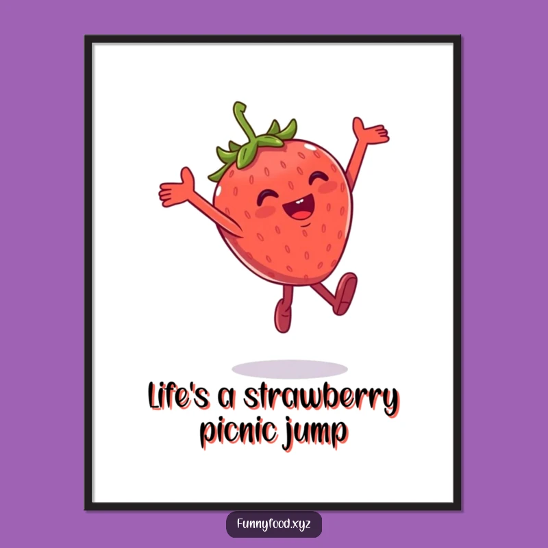 Free Printable Wall Art: Leaping Strawberry - Funny Downloadable Decor!