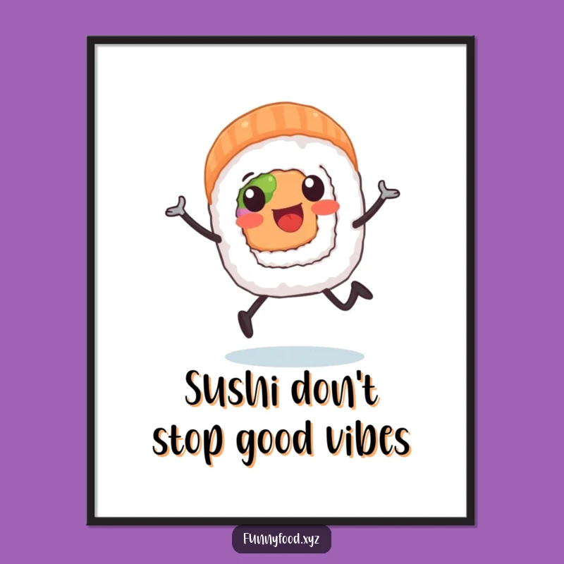 Funny Free Printable Wall Art: Speedy Sushi Roll - Downloadable Whimsical Decor