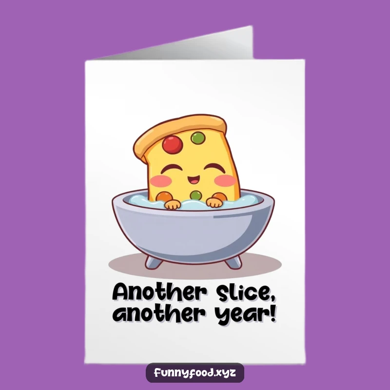 Free Printable Birthday Card: Funny Pizza Bath Design, Perfect Downloadable Gift for Pizza Lovers