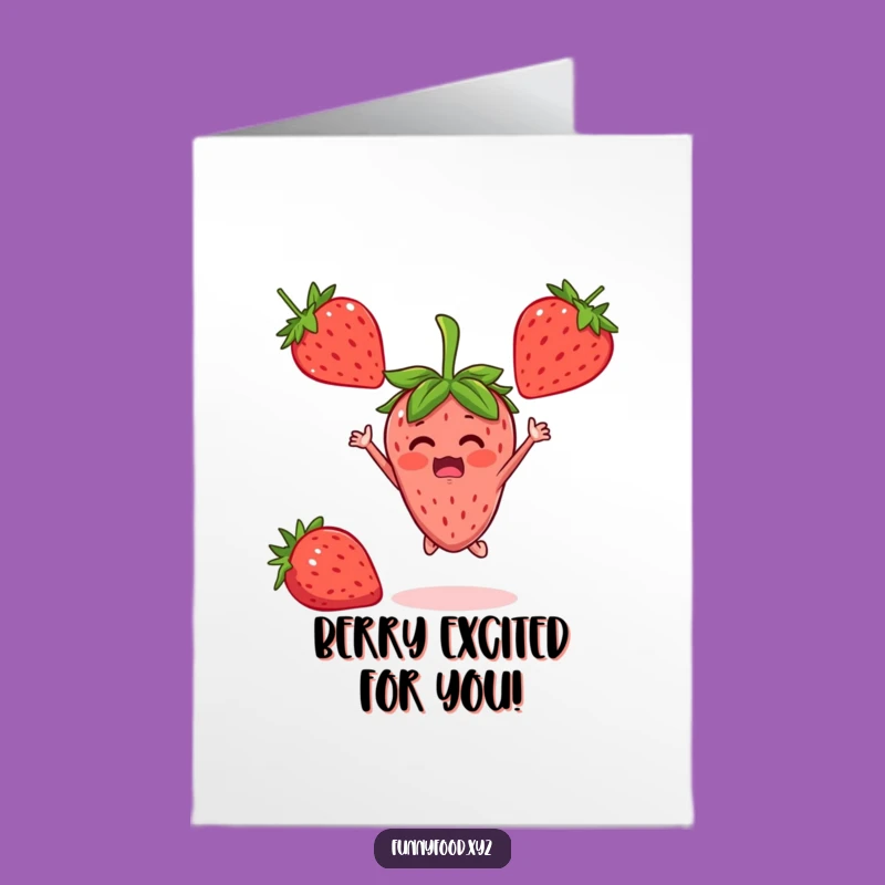 Free Printable Birthday Card: Surprised Strawberry - Downloadable Joyful Gift