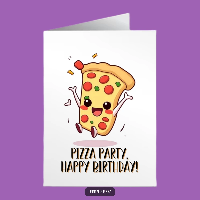 Cheesy Free Printable Birthday Card: Pizza Somersault Downloadable Gift for Foodie Fun