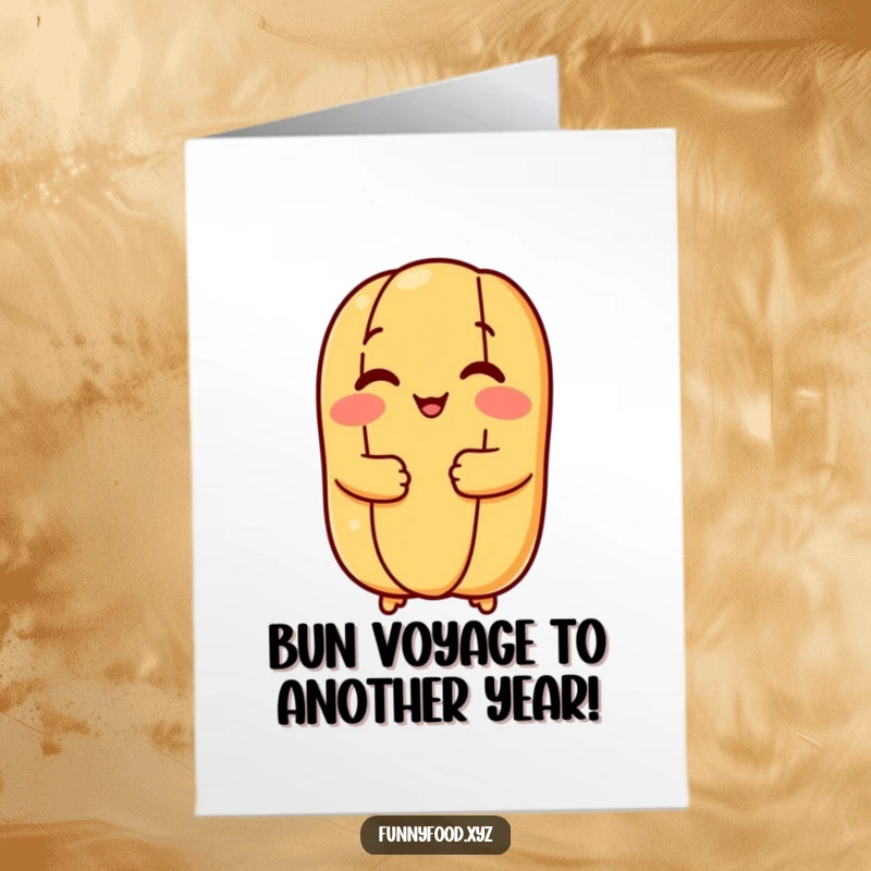 Funny Free Printable Birthday Card featuring a cheerful hot dog bun giving a big, warm hug, ready for a celebration.