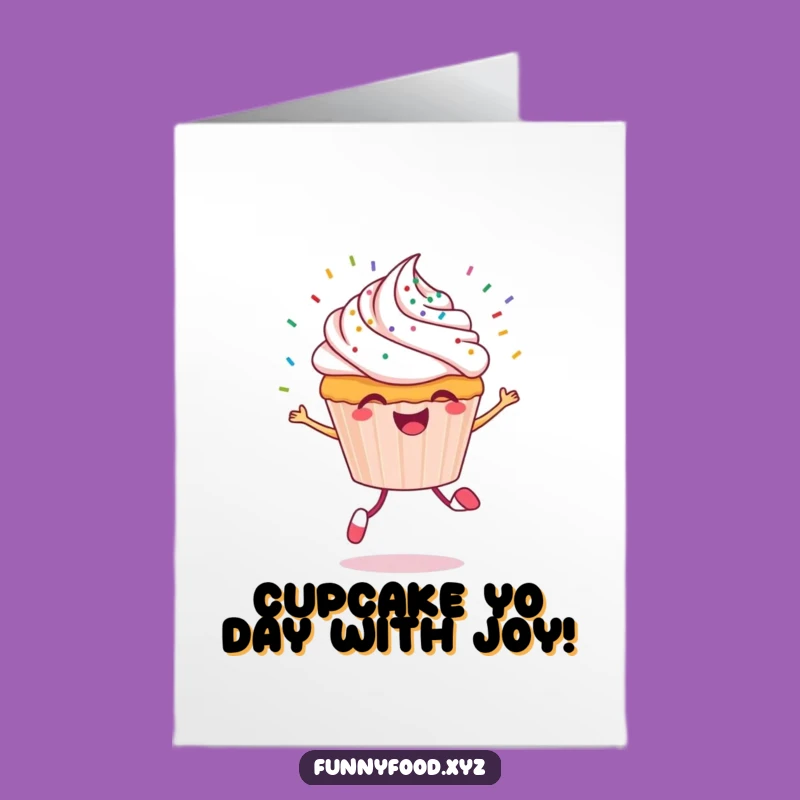 Free Printable Cupcake Birthday Card: Funny Skipping Sprinkles, Downloadable Joyful Gift!