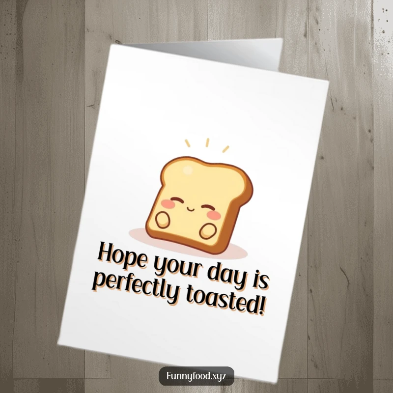 Free Printable Birthday Card featuring a content piece of toast basking in a small sunbeam, radiating warmth.