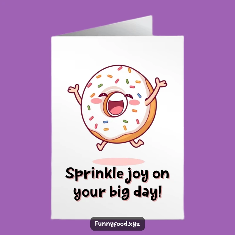 Free Printable Happy Birthday Card: Donut Leap Funny Downloadable Gift for Her