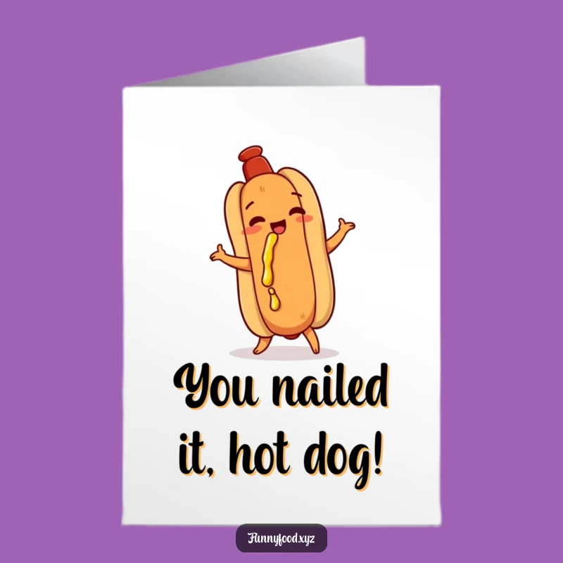 Free Printable Congrats Card: Hot Dog Shimmy Mustard Funny Downloadable Gift