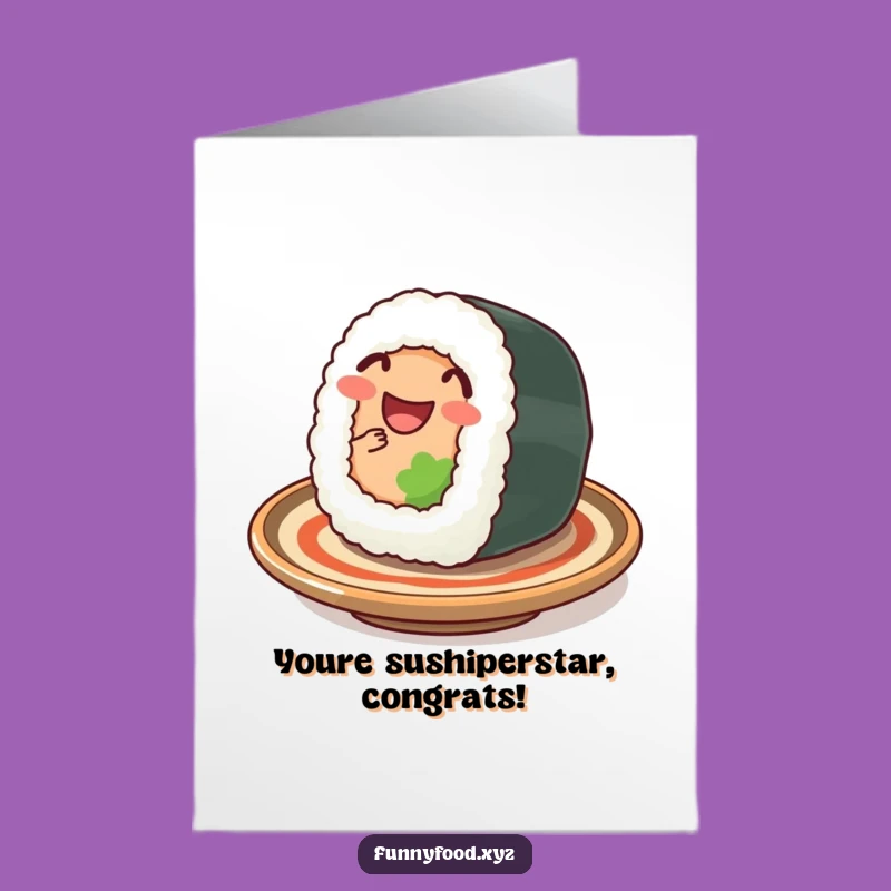 Free Printable Congrats Card: Joyful Wiggling Sushi, Charming Downloadable Gift for Victories