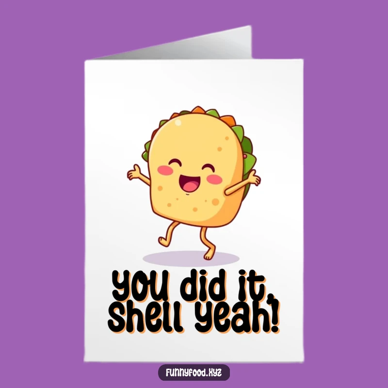 Free Printable Congrats Card: Energetic Dancing Taco, Ideal Downloadable Gift for Celebrations