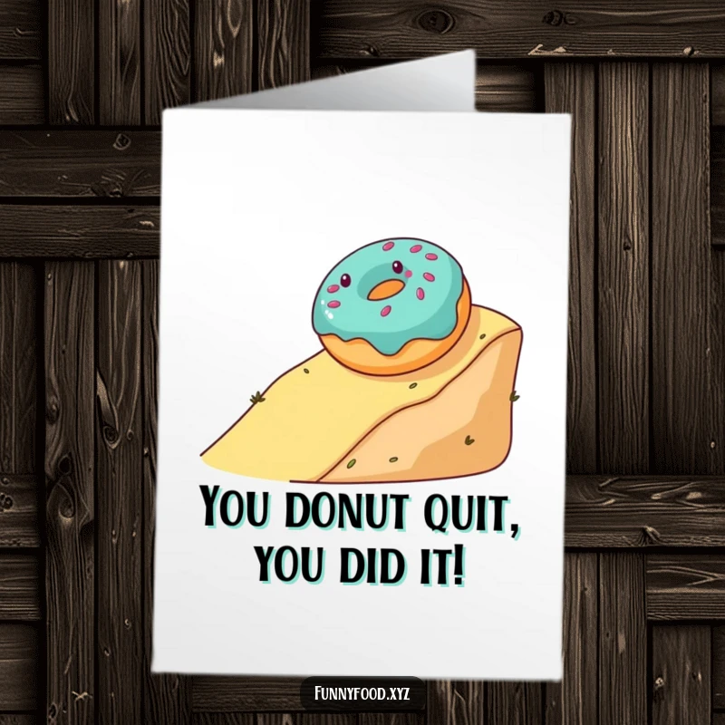 Funny Free Printable Congratulations Card: A gleeful donut rolls downhill with pure joy, celebrating a rolling success.