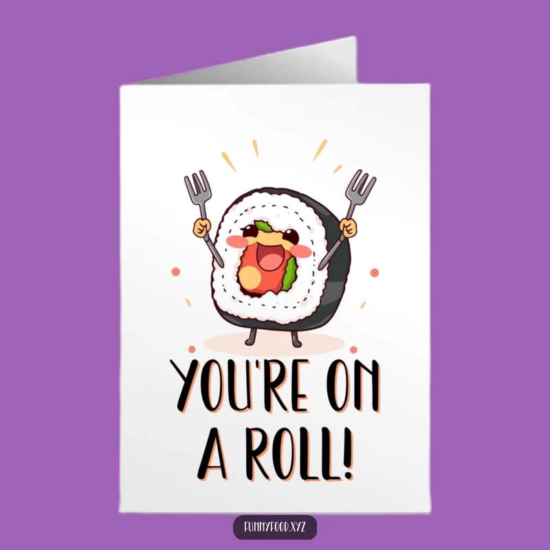 Free Printable Congrats Card: Sushi Juggling Success, Easy Download