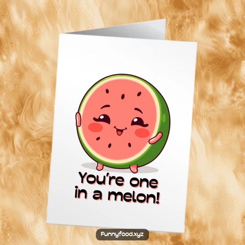 Funny free printable watermelon slice winking and striking a pose, celebrating success.