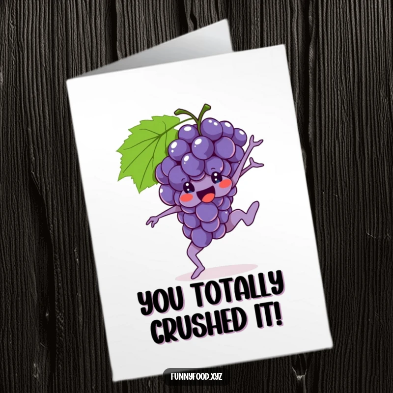 Funny free printable bunch of grapes performing a gymnastic move, congratulating success.