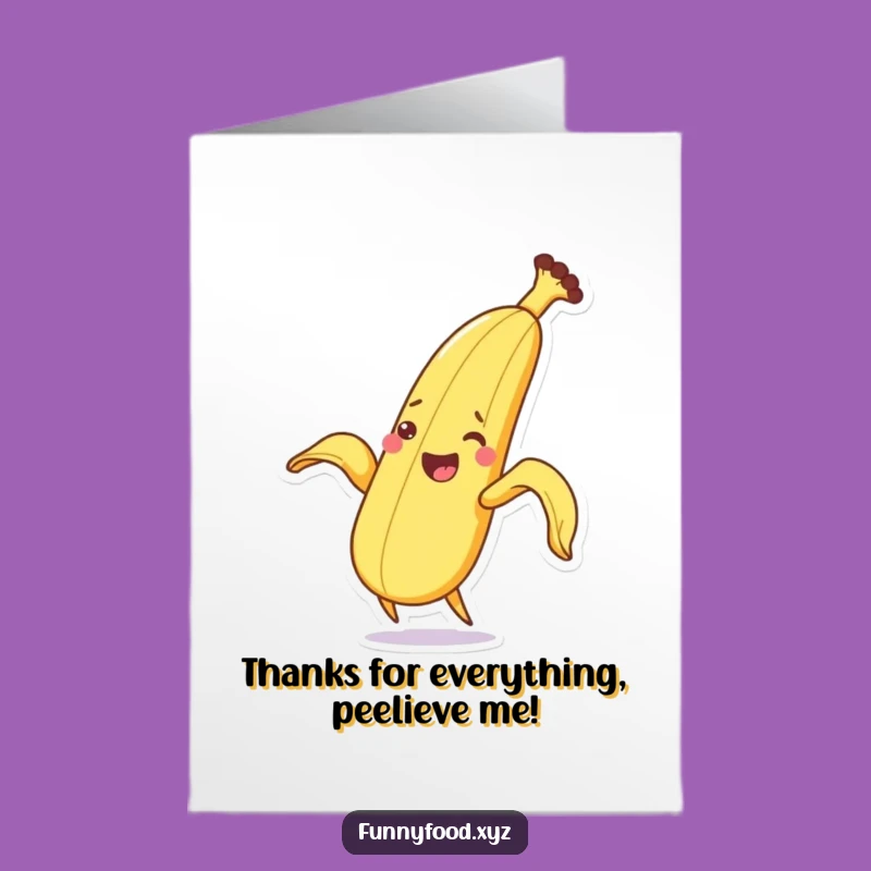 Free Printable Banana Thank You Card: Funny Peeling Fruit Downloadable Note