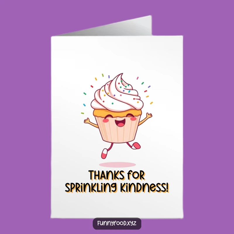 Free Printable Cupcake Thank You Card: Funny Skipping Sprinkles, Sweet Appreciation Gift!