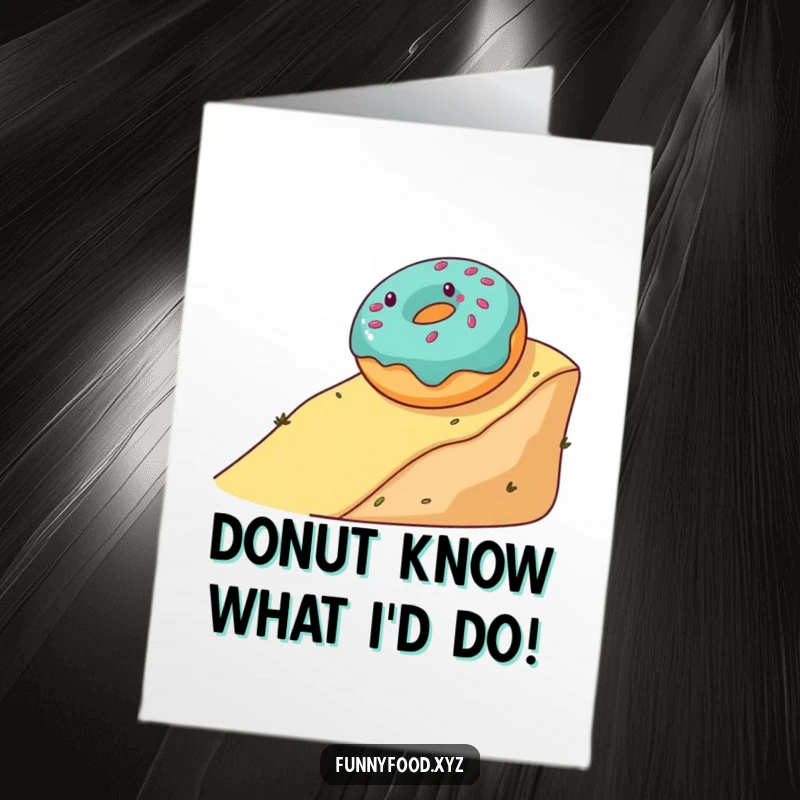 Funny Free Printable Thank You Card: A happy donut rolls down a hill, conveying sweet and gleeful thanks.