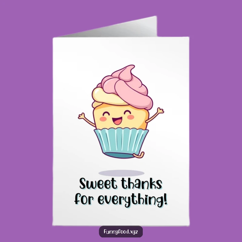 Free Printable Funny Cupcake Thank You Card: Cartwheeling Appreciation Downloadable Gift
