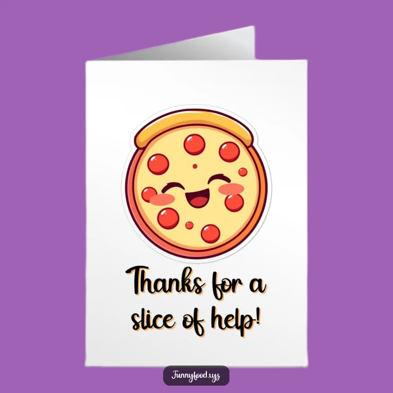 Free Printable Thank You Card: Winking Pizza Slice Funny Downloadable Gift for Appreciation