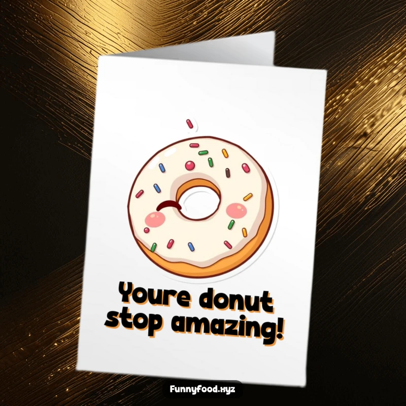 Funny Free Printable Thank You Card: A winking donut character with sprinkles popping out, sending thanks with a wink.
